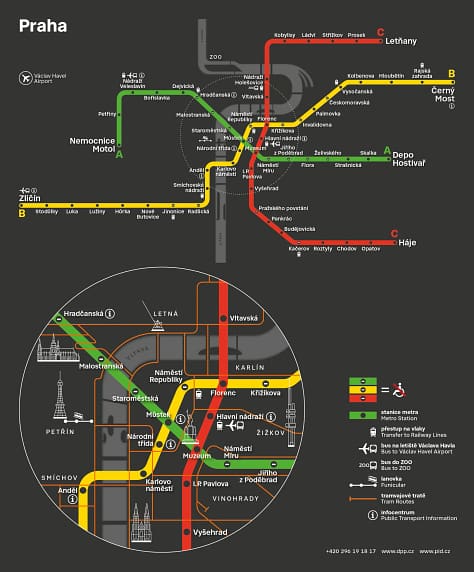 Schéma pražského metra od Čitelná Praha